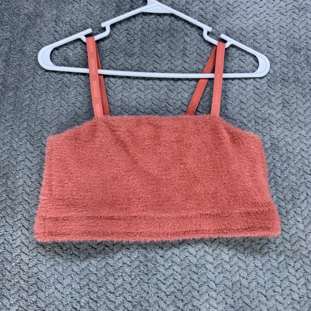 Gymshark Whitney Simmons Fuzzy Crop Cami Top Coral Pink B4A4Z Womens Large